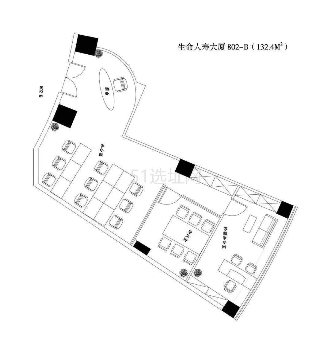 生命人寿大厦出租168平办公室精装修带家具