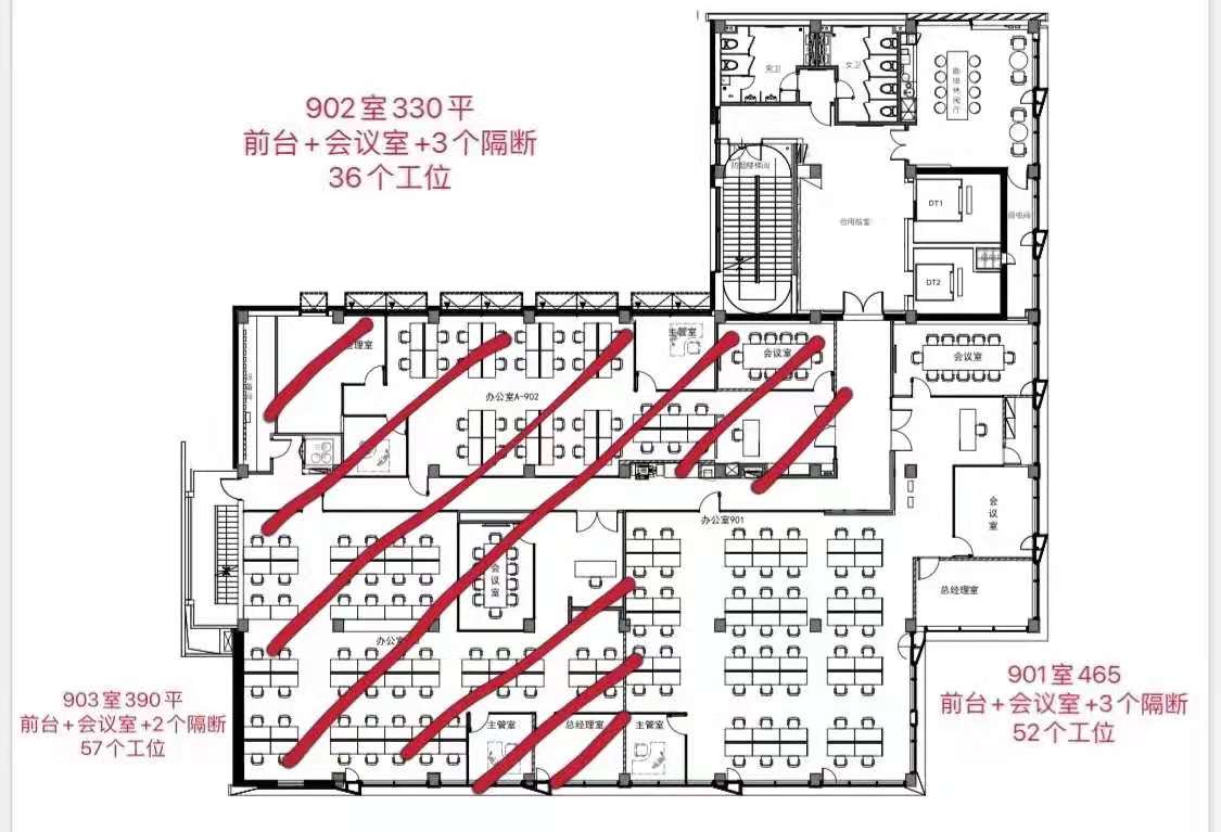 静安科技中心出租450平写字楼精装修带家具