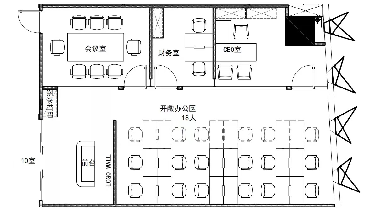 四川北路地铁口现房甲级办公楼，217平米带家具现房出租对电梯厅