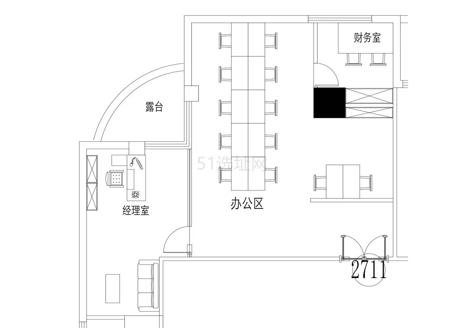 宇航大厦出租164平带家具现房办公室，12工位带2个小房间