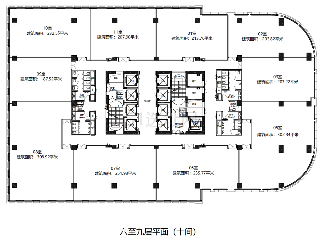 中兴路旁永兴商务广场出租整层2300平，标准写字楼出租