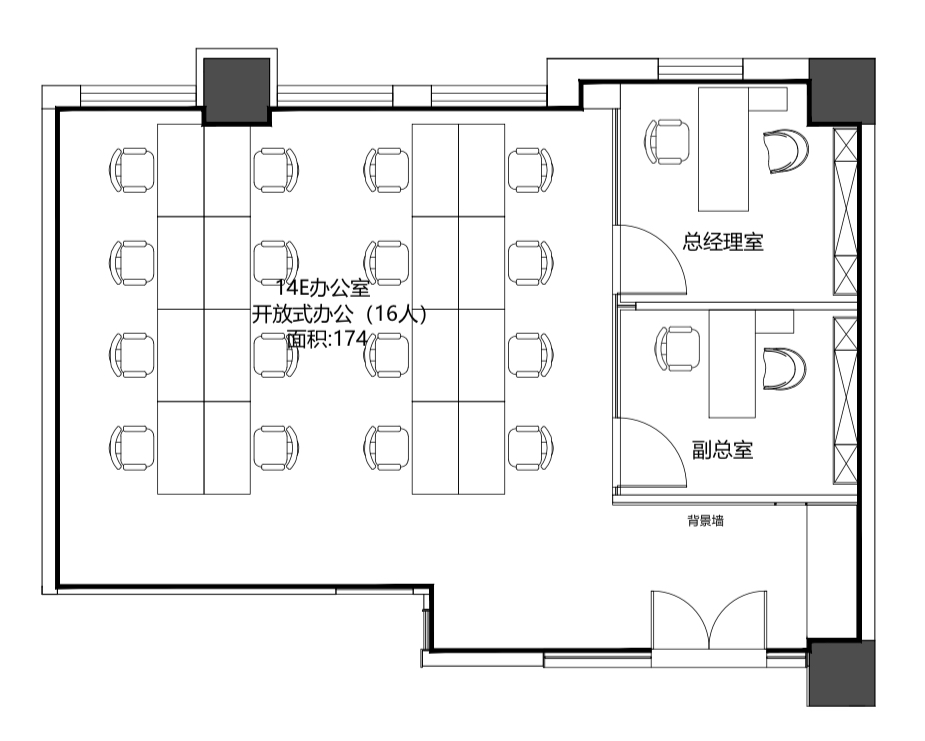 汇银广场出租175平写字楼有装修无家具