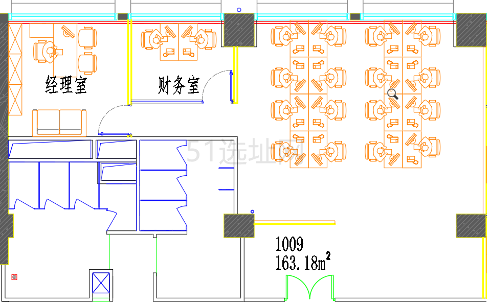 高尚领域出租163平，精装带家具办公室出租