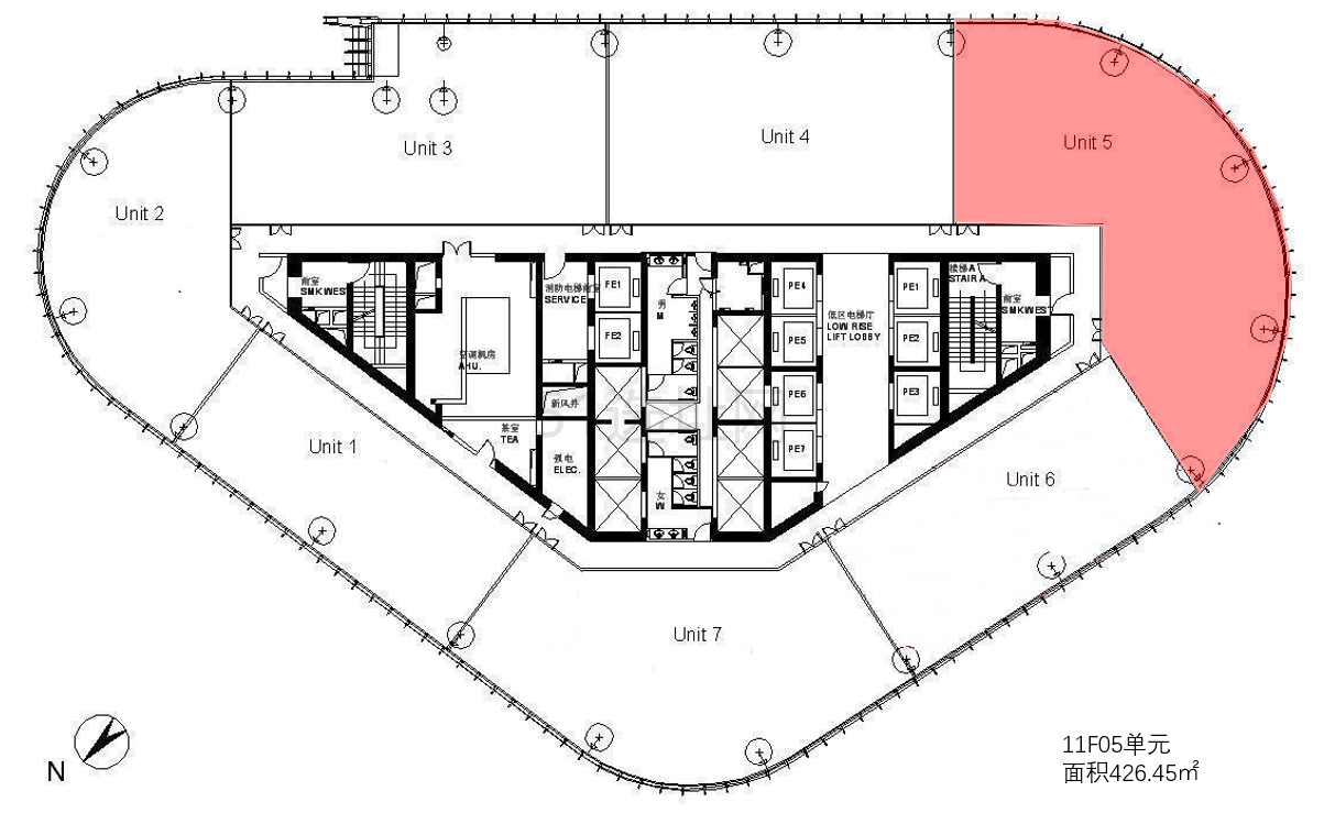 中建大厦出租425平办公室有装修无家具